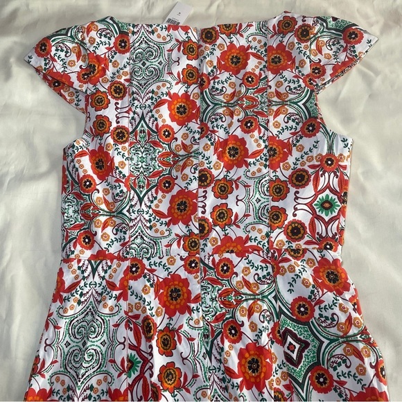 NEW! Anthropologie- The Cecily Sweetheart Dress Women’s Size M Orange Motif - Picture 7 of 11